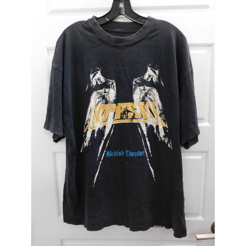 Represent British Thunder Vintage Black Distressed‎ T Shirt sz L